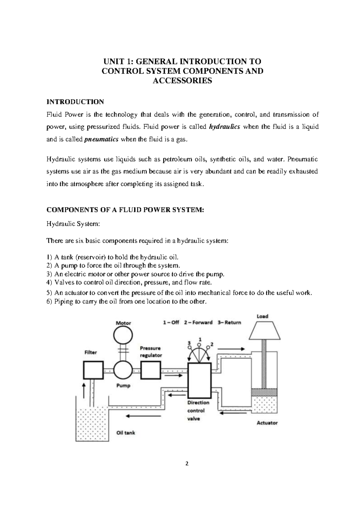 General Introduction TO Control System Components AND Accessories notes ...