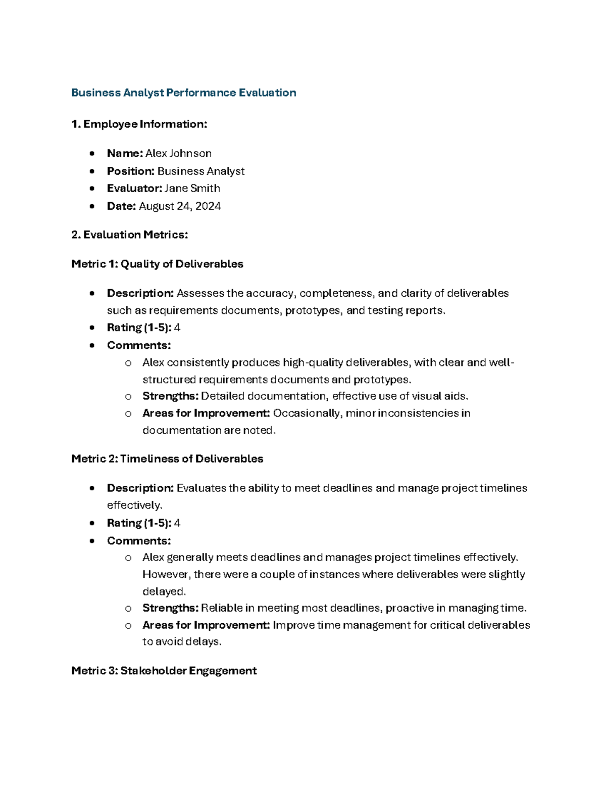 Business analyst performance evaluation - Business Analyst Performance ...