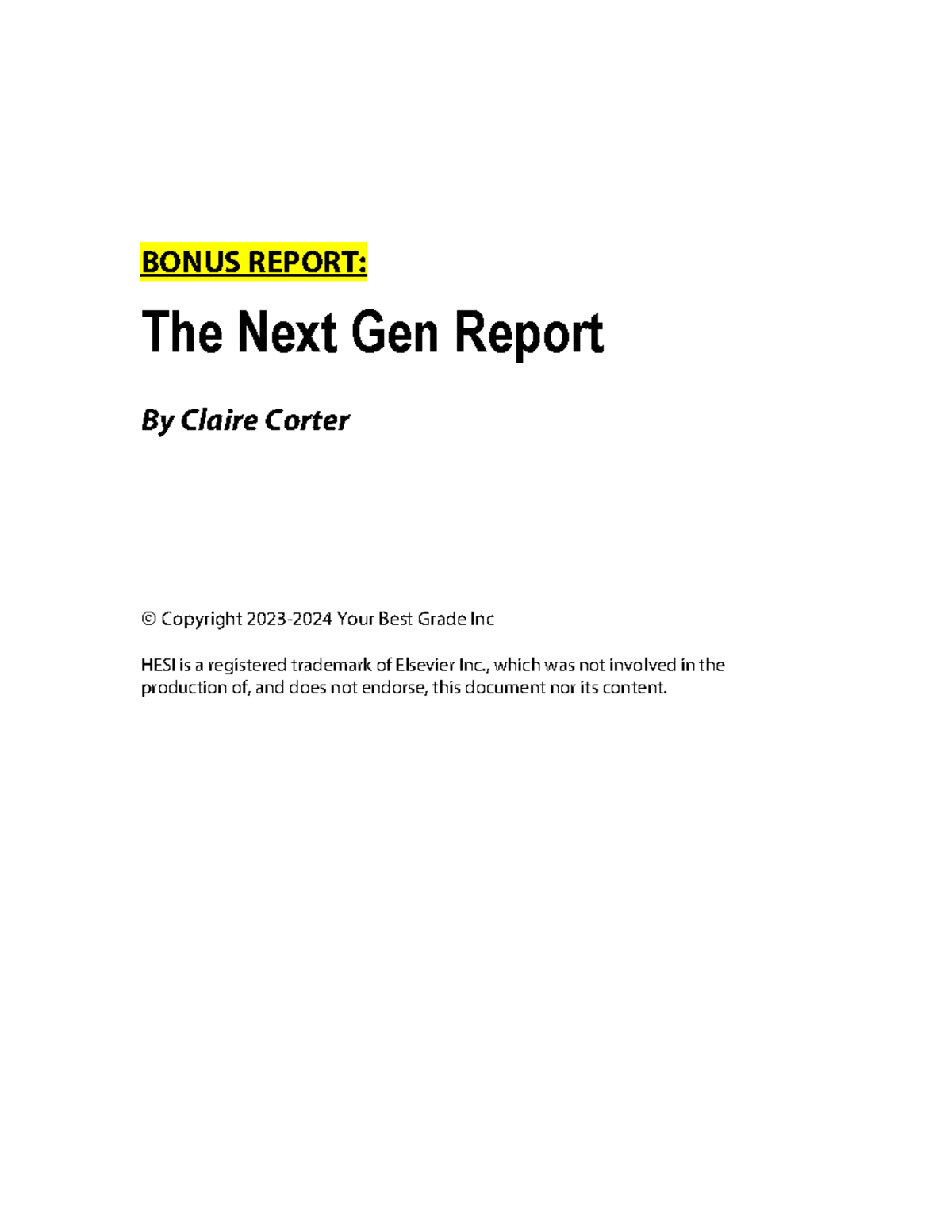 The Next Gen Report - NEXT GEN HELP - BONUS REPORT: The Next Gen Report ...