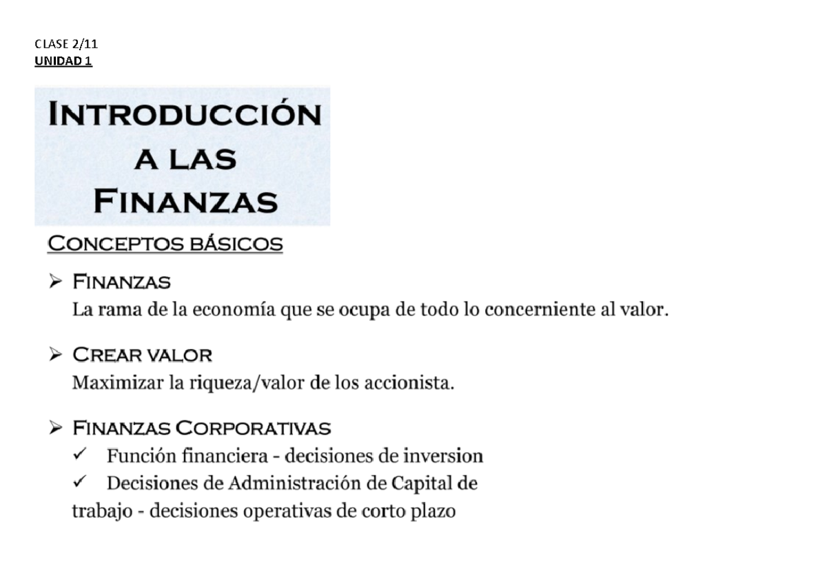 Clases Finanzas Corporativas X Diego Carril - CLASE 2/ UNIDAD Se Busca ...