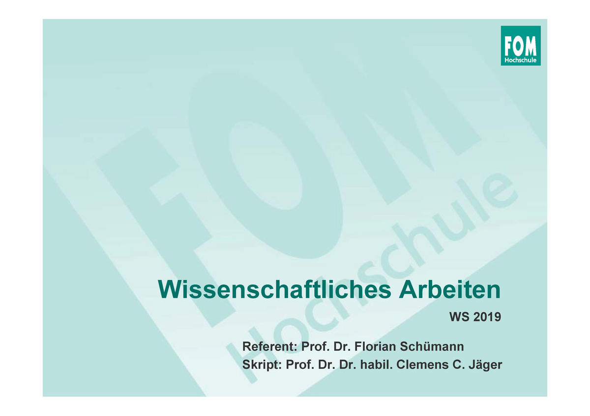 191209 Wissenschaftliches Arbeiten WS 2019 - Wissenschaftliches ...