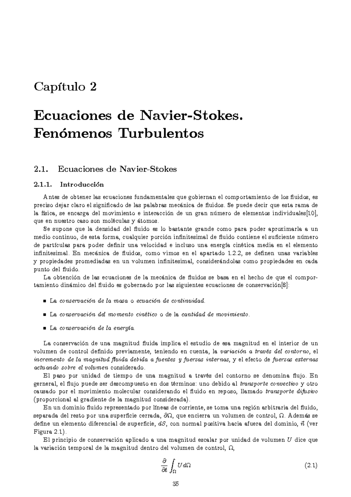 Capitulo 2 Ecuaciones de Navier Stokes F - Capítulo 2 Ecuaciones de ...