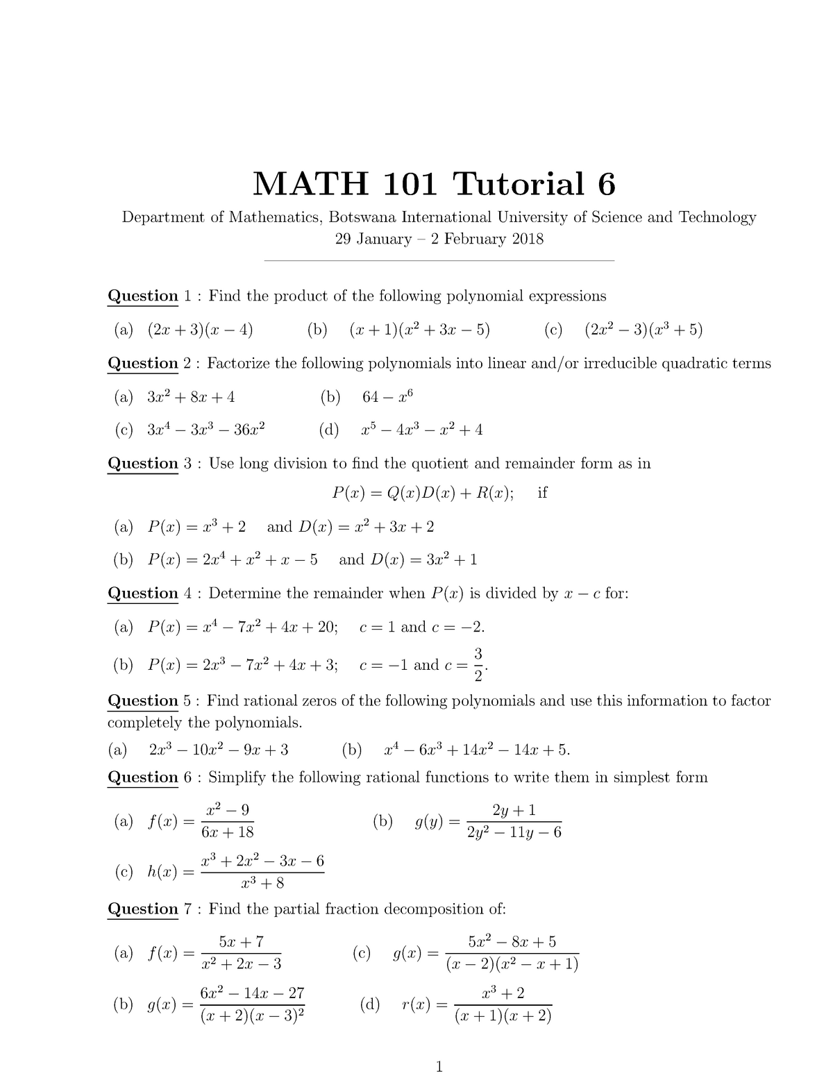 MATH101 Tutorial 6 ADGJKK DGJK DFGHJK DFGHJK XCVBN FGHJMK, DFGHJ DFGHM ...