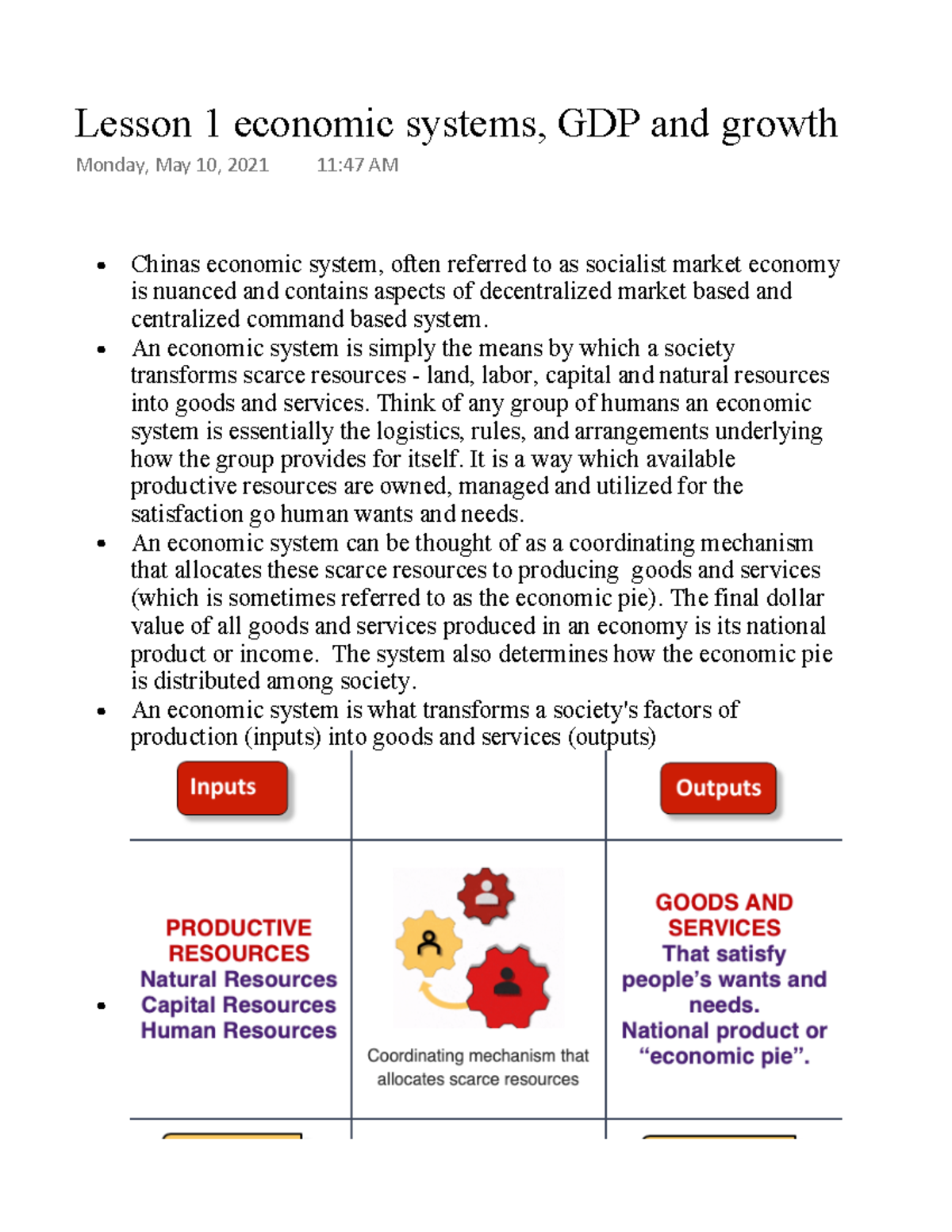 Lesson 1 economic systems, GDP and growth - Chinas economic system ...