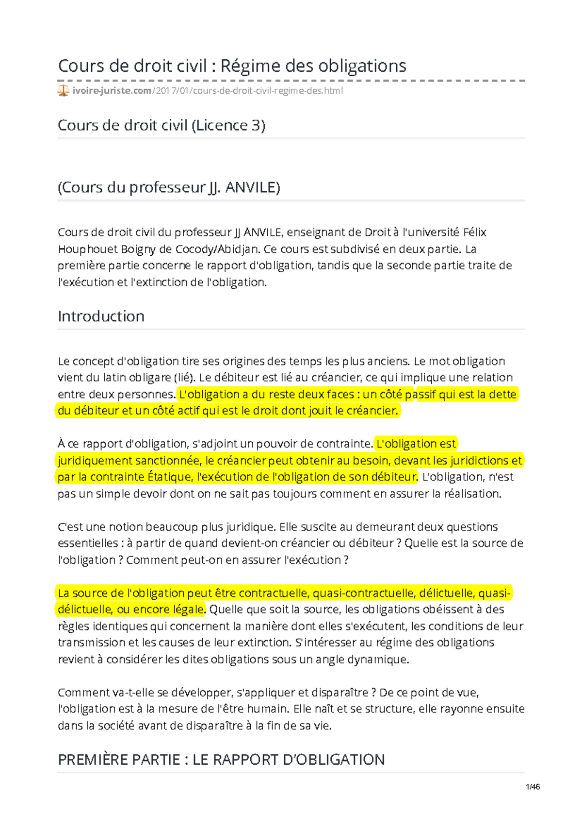 Cours De Droit Civil Regime Des Obligations 1 Cours de droit civil