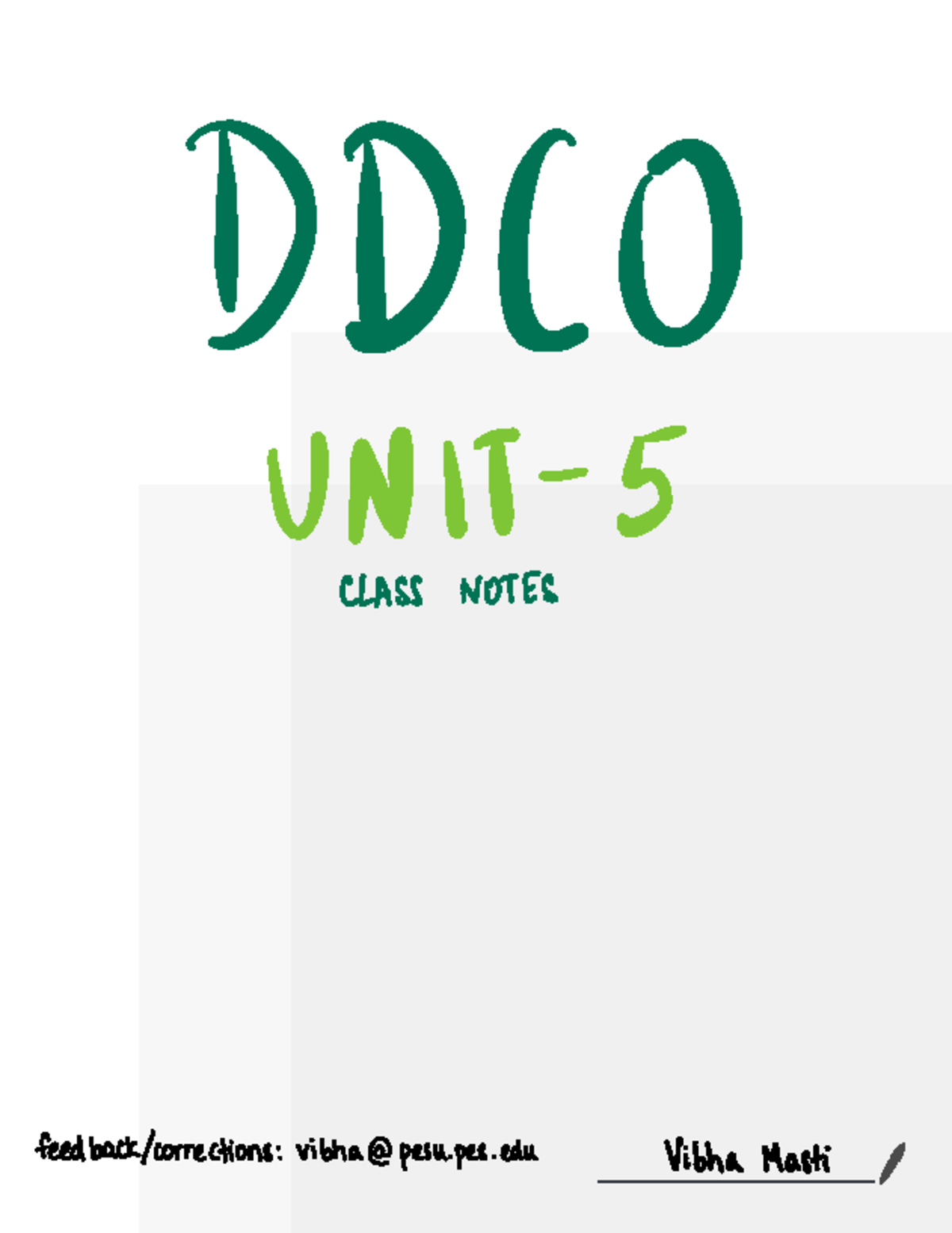 DDCO Unit 5 - Lecture notes 5 - Digital Design and Computer ...