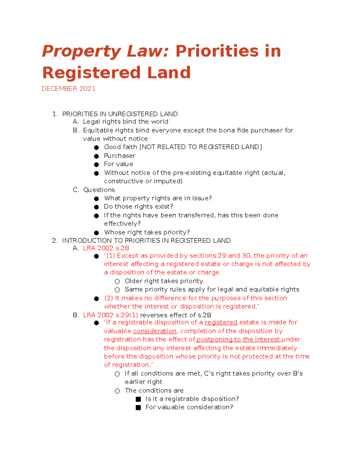 Property Law: Priorities in Registered Land - Property Law: Priorities ...