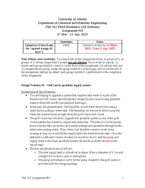 Fluid mechanics First Lab Report with Solutions and Answers - Ch E312 ...