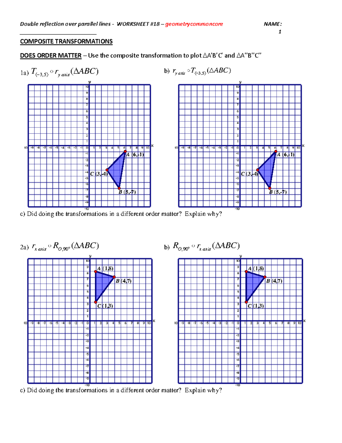 Double reflection over parallel lines worksheet 18 - Double reflection ...