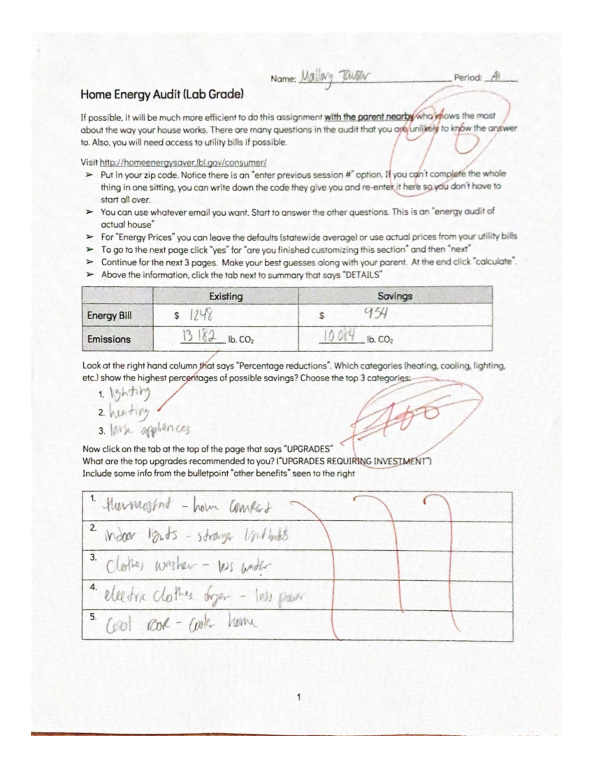 Home Energy Audit (Lab Grade) - ES 2013 - Studocu
