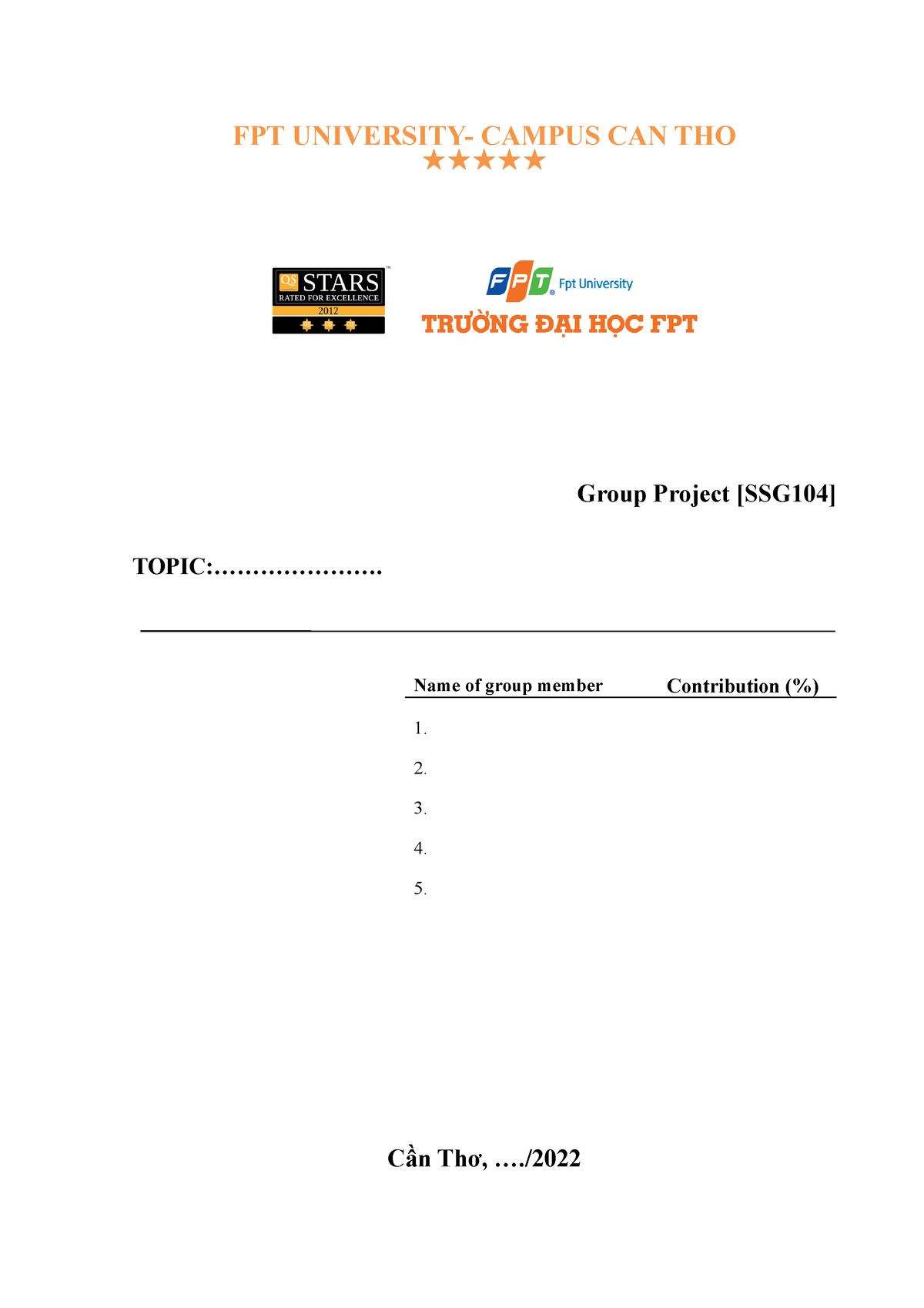 SSG104 Instruction Group Project Proposal & Report - FPT UNIVERSITY ...