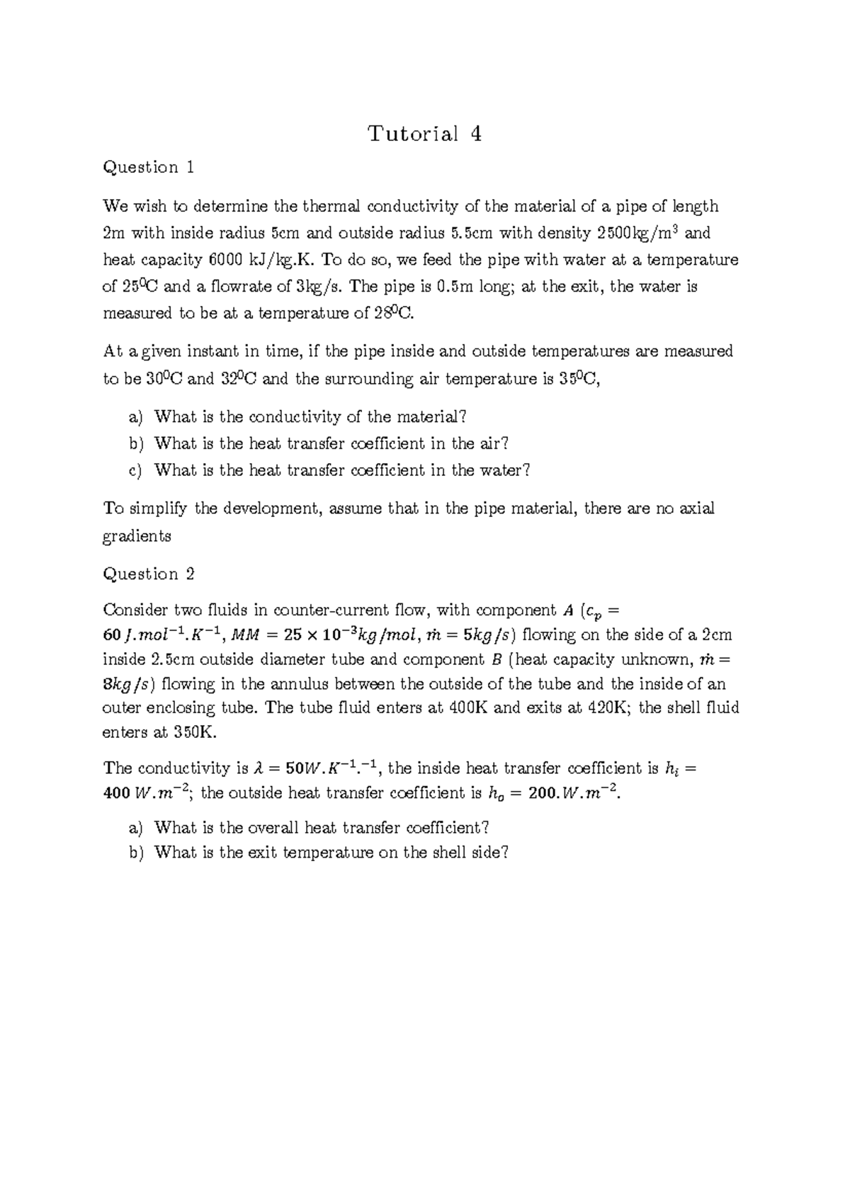 Tutorial 04 MT Questions Tutorial 4 Question 1 We wish to determine
