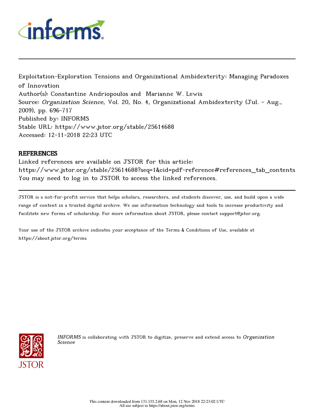 Exploitation-exploration tensions - Tensions and Organizational ...