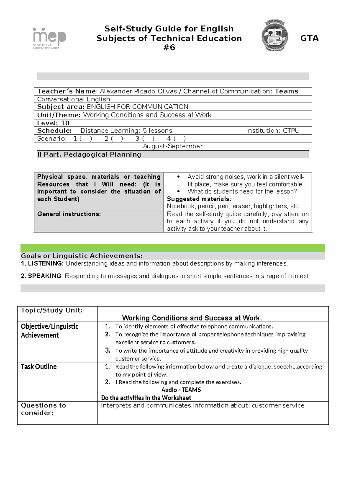 Guia # 6 décimo - 6hrh6htr6 - Self-Study Guide for English Subjects of ...