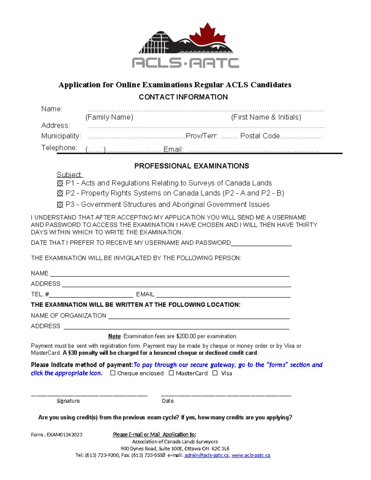 ACLS Exam Application Regular WORD - Application for Online ...