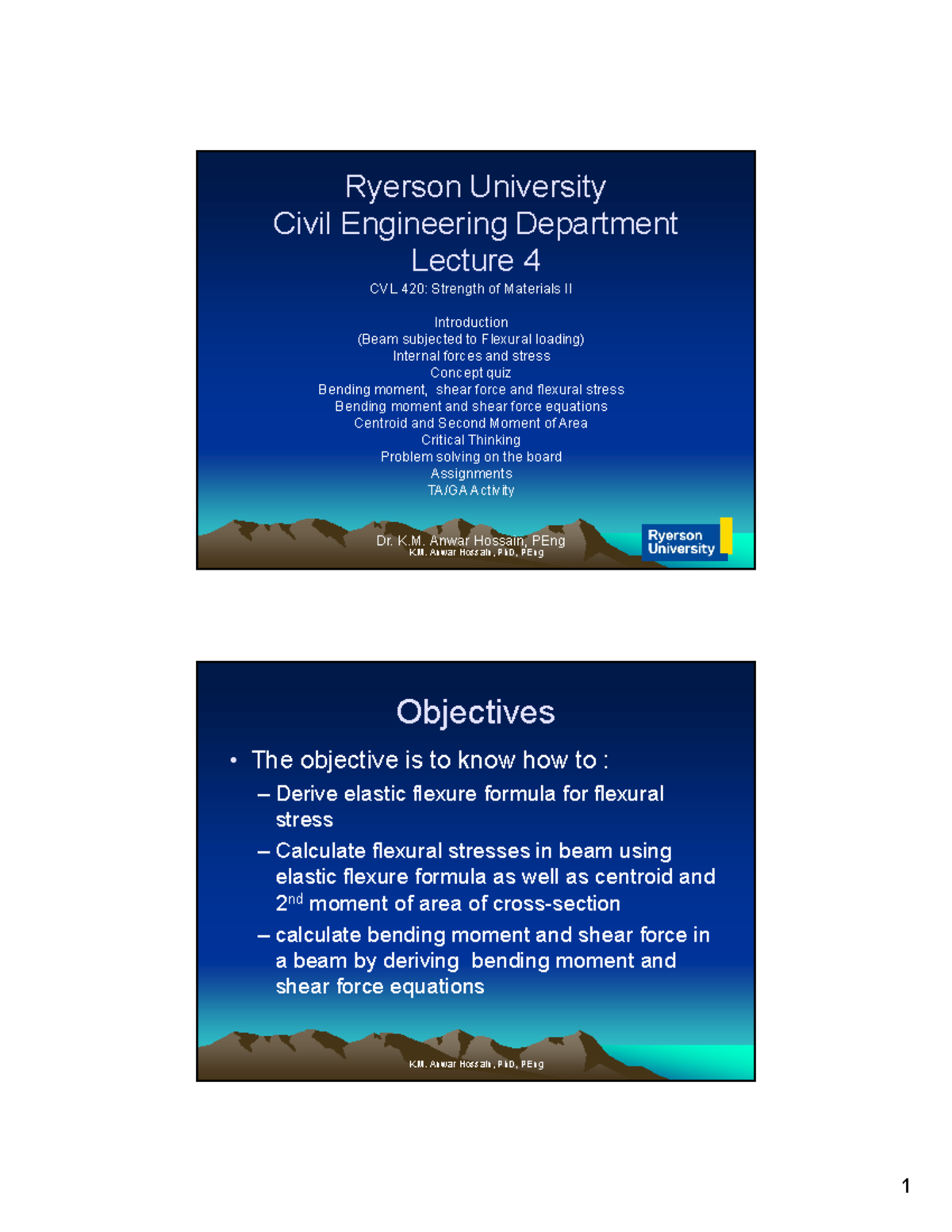 CVL420- Lecture 4- Flexural stress - Ryerson University Civil Engineering  Department Lecture 4 CVL - Studocu