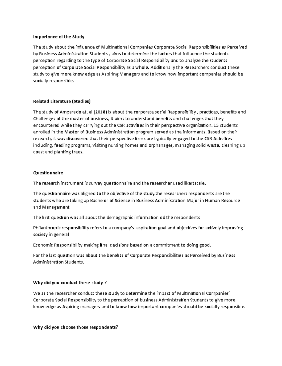 Research - This document is bases on our understanding - Importance of ...