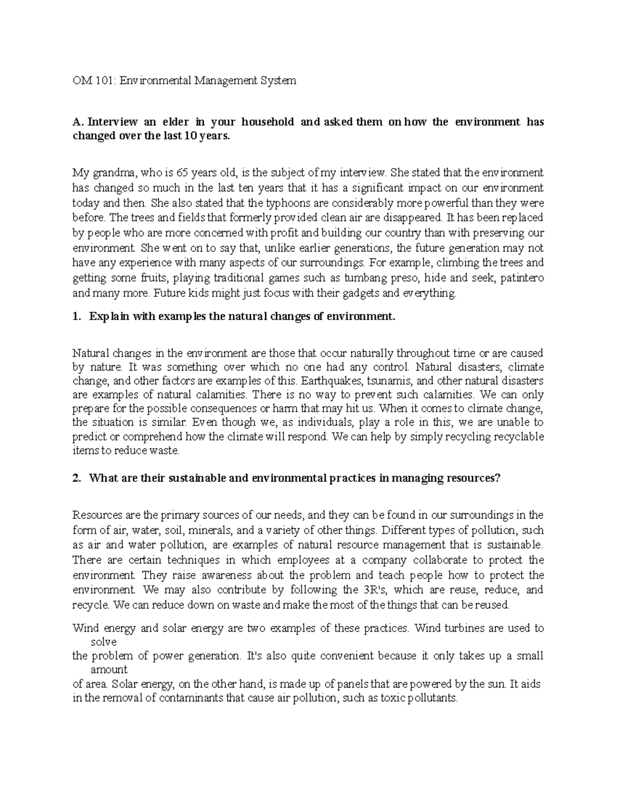 Environmental Management System Acitivity GEE1 StuDocu