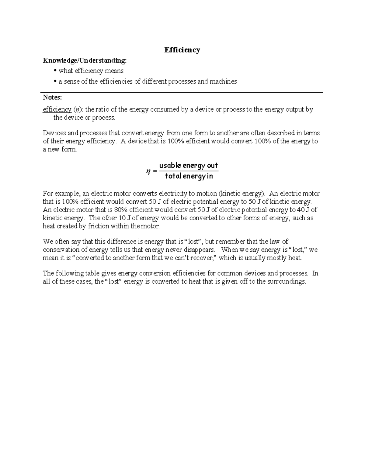 Phys 205 unit thermal physics efficiency - Efficiency Knowledge ...