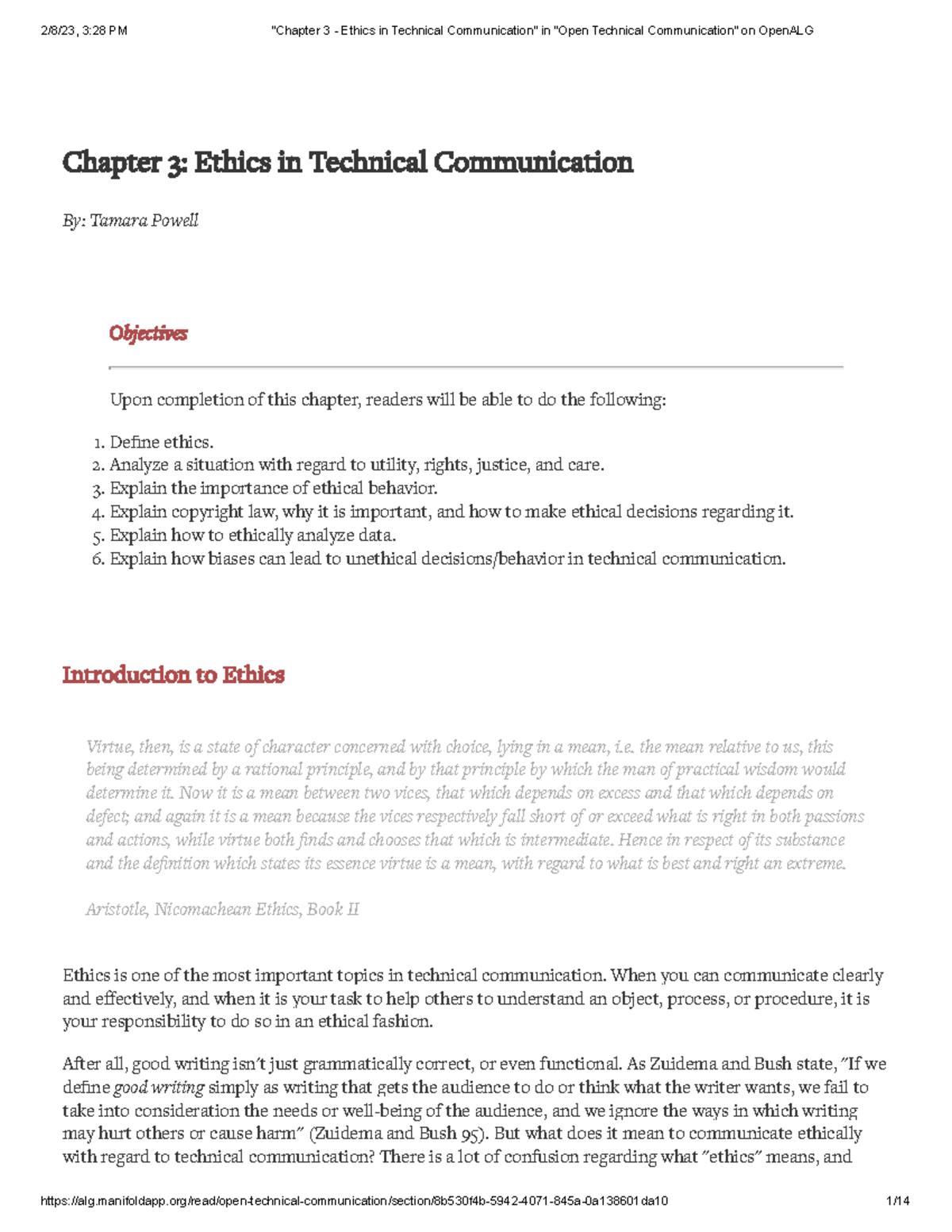 “Chapter 3 - Ethics in Technical Communication” in “Open Technical ...