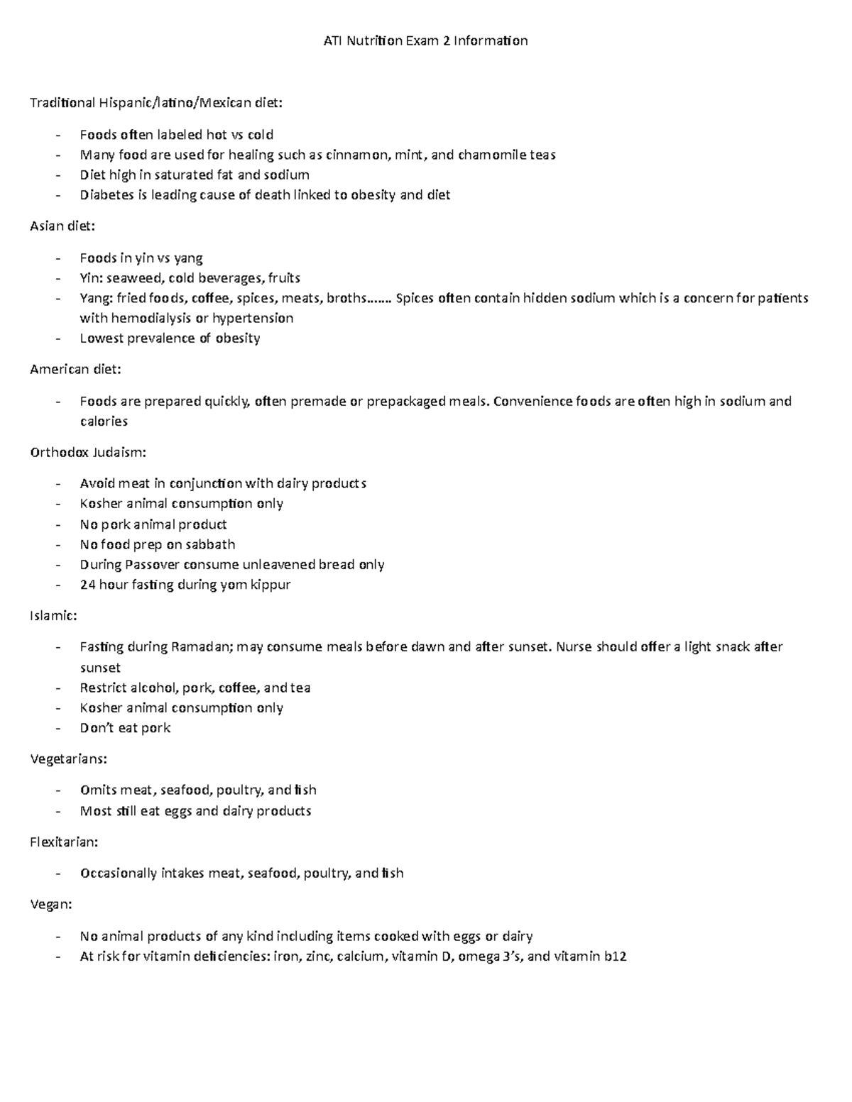ATI Nutrition Exam 2 Information ATI Nutrition Exam 2 Information