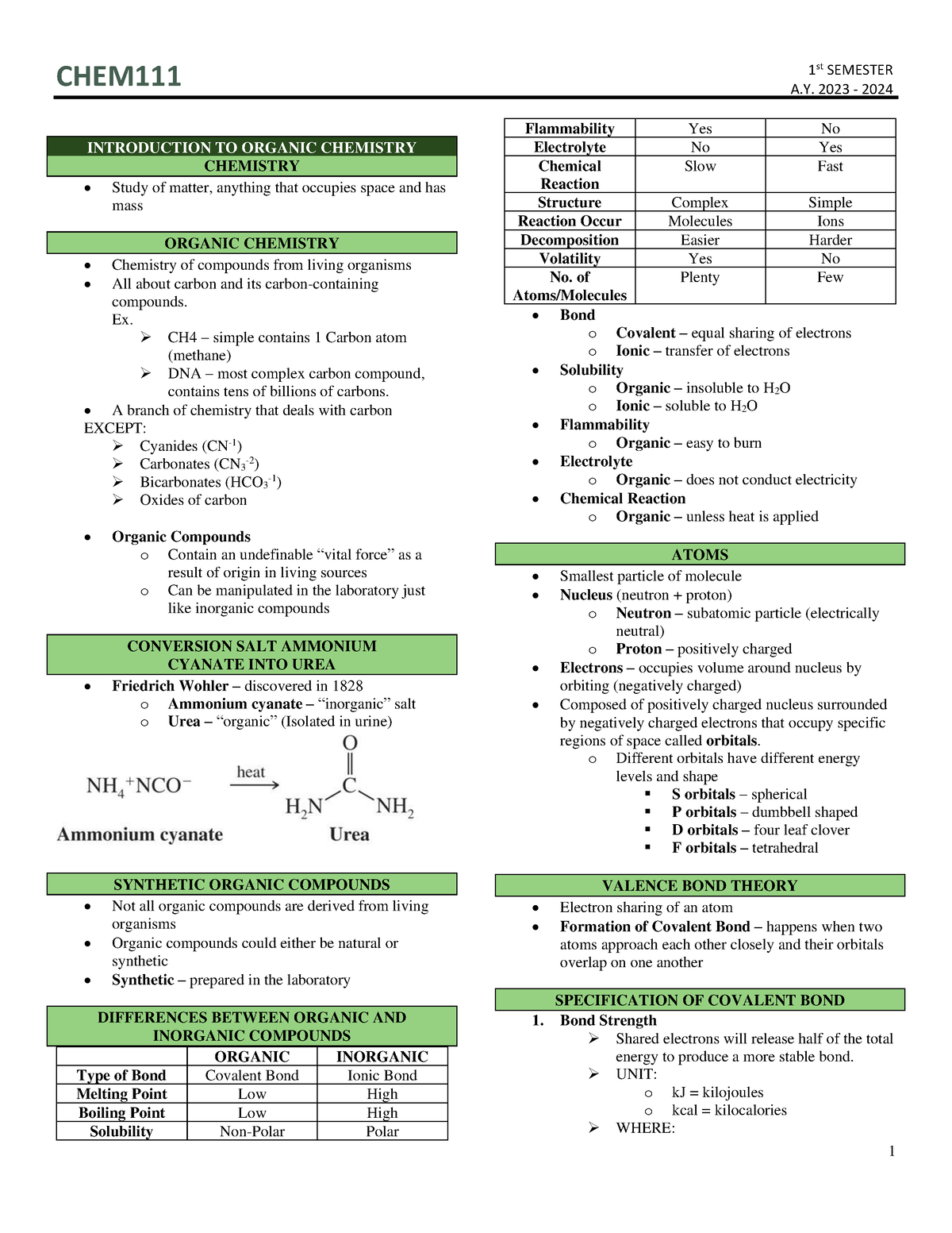 CHEM111- Midterm - CHEM11 1 A. 20 23 - 2024 INTRODUCTION TO ORGANIC ...