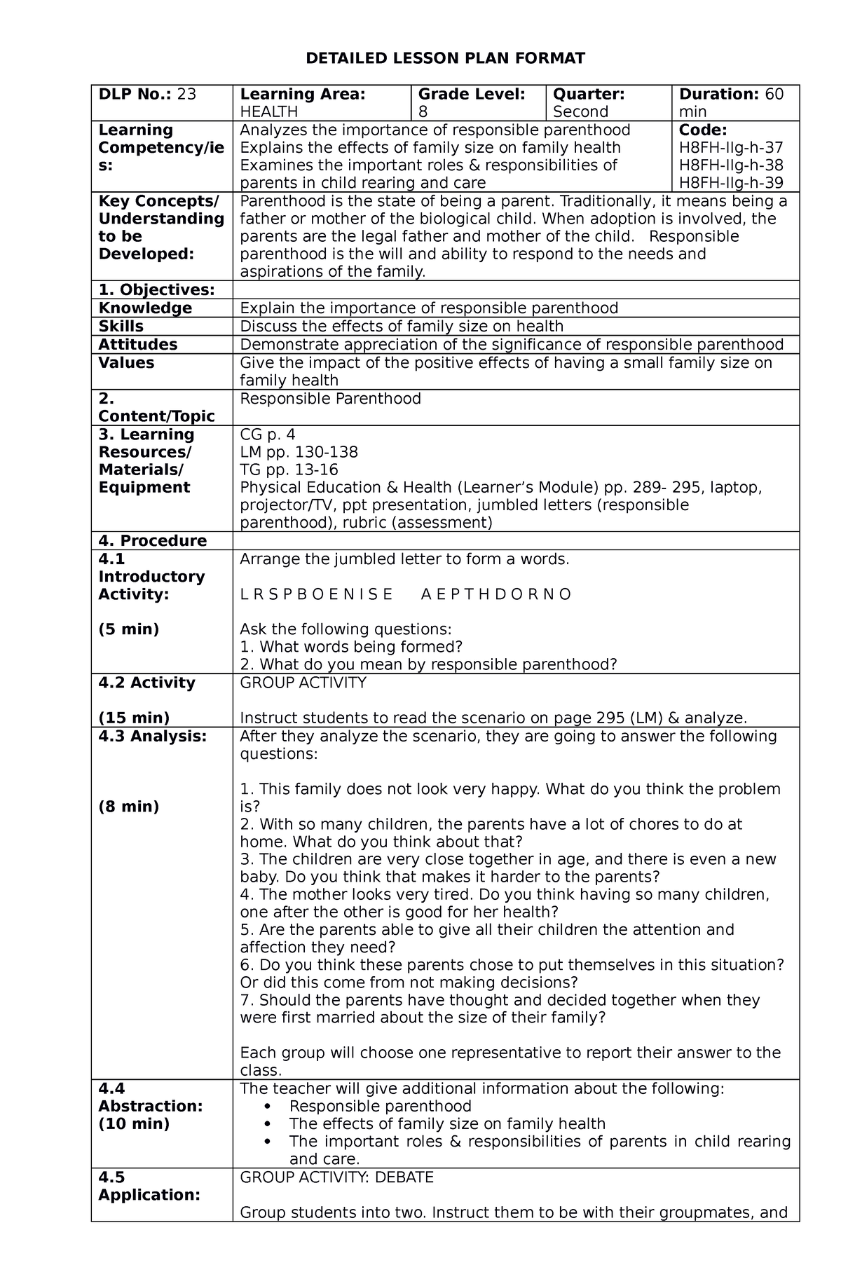 Health 23 Dlp Mapeh 7 Detailed Lesson Plan Format Dlp No 23 Learning Area Health Grade 