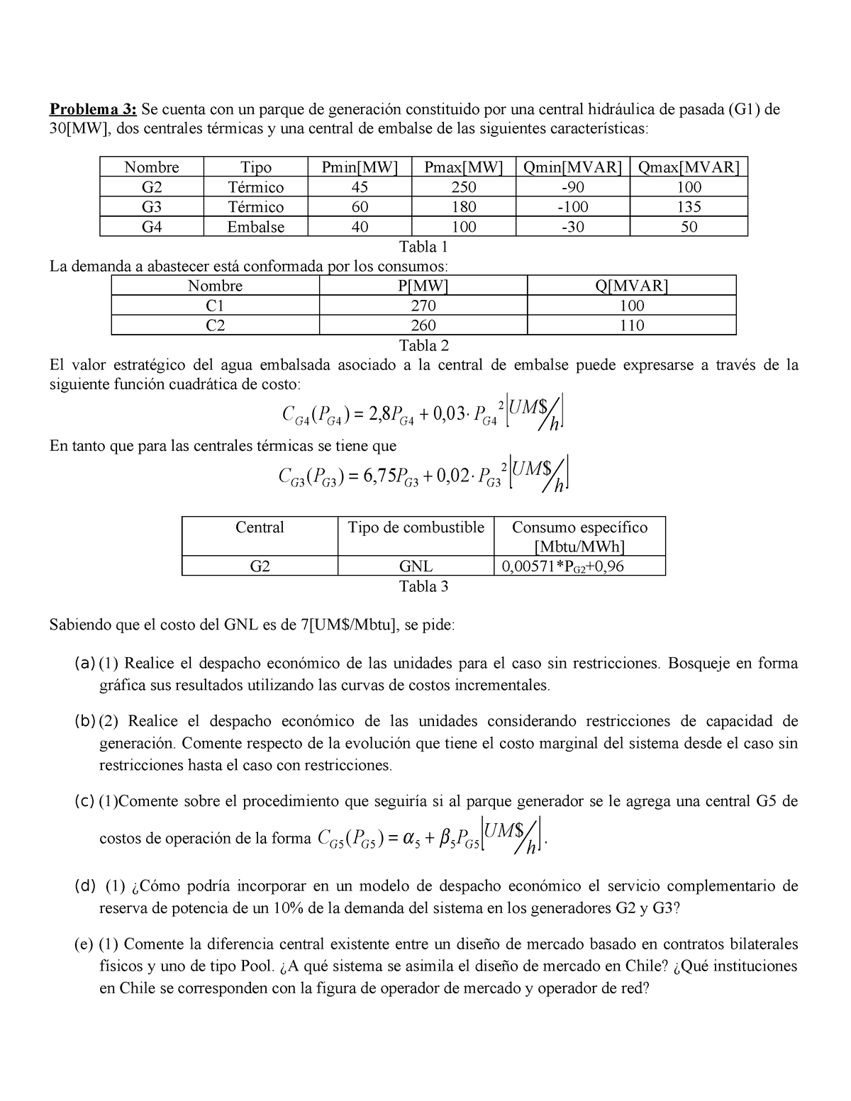 Scribd - Ejercicios De Despacho Economico - Problema 3: Se Cuenta Con ...