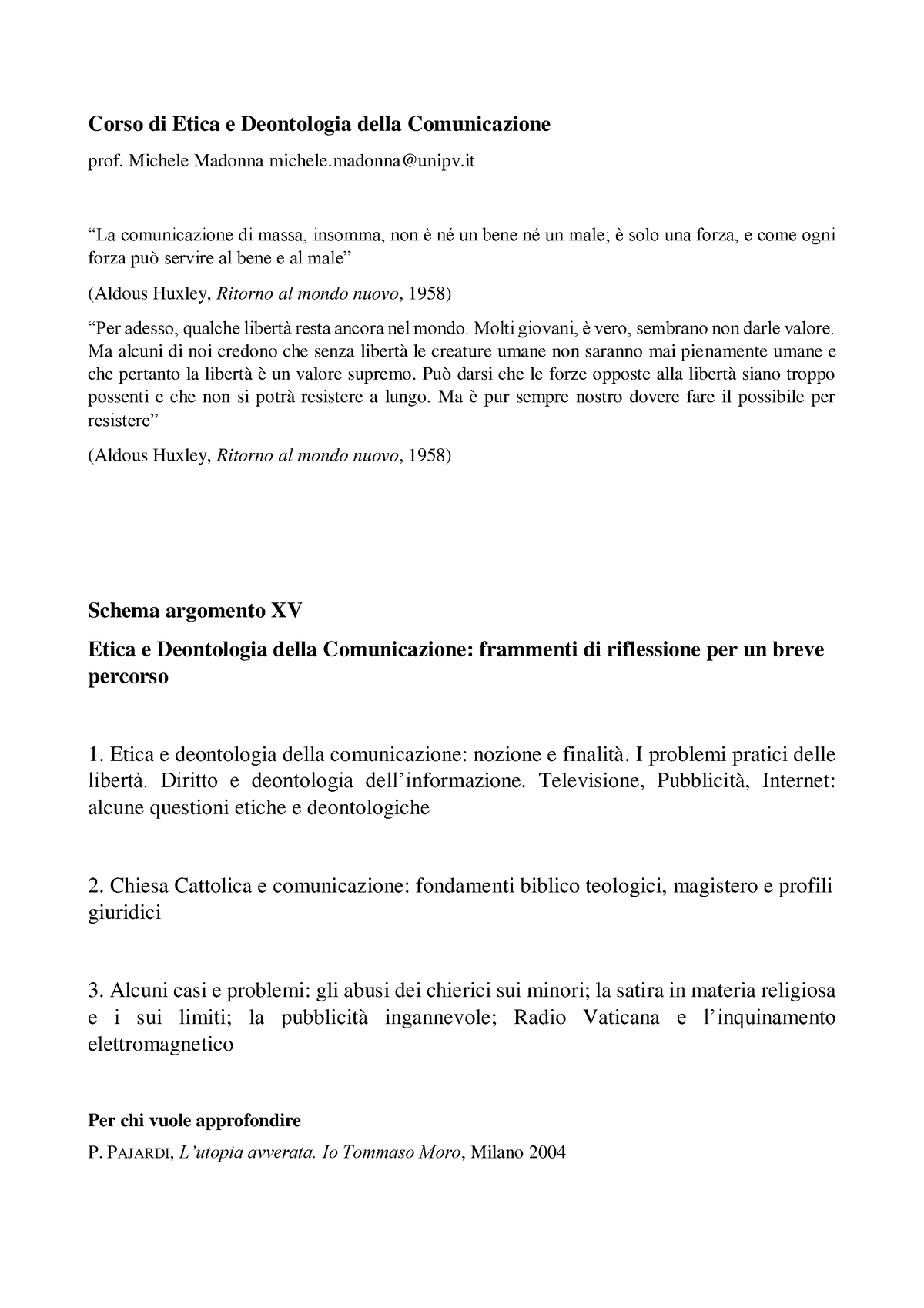 Schema Argomento 15 Corso Di Etica E Deontologia Della Comunicazione Prof Michele Madonna 7560