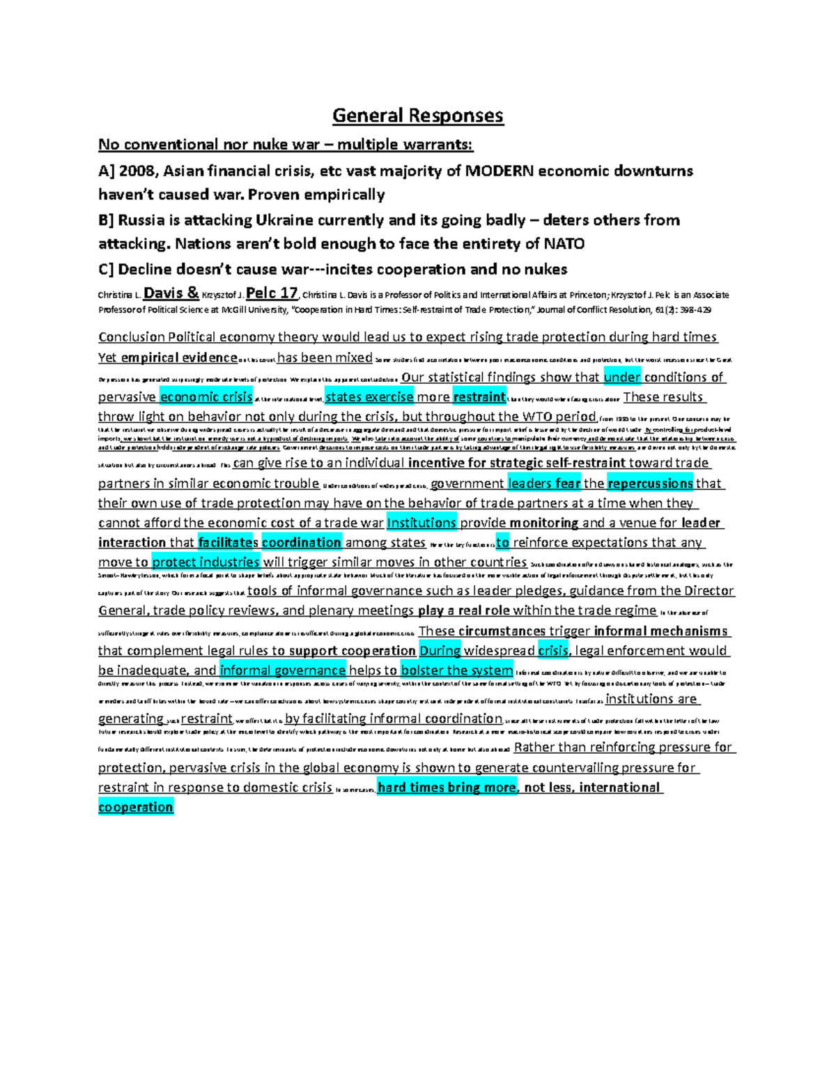 Defense against nuke war - General Responses No conventional nor nuke ...