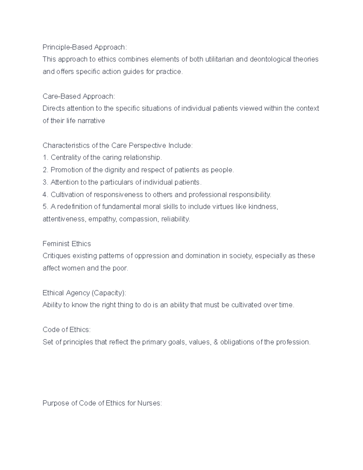 7 nurse notes - Principle-Based Approach: This approach to ethics ...