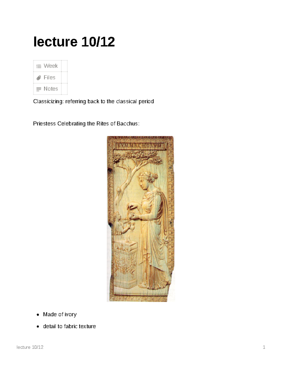 Lecture FA 10/12 - lecture 10/12 1 lecture 10/ Week Files Notes ...