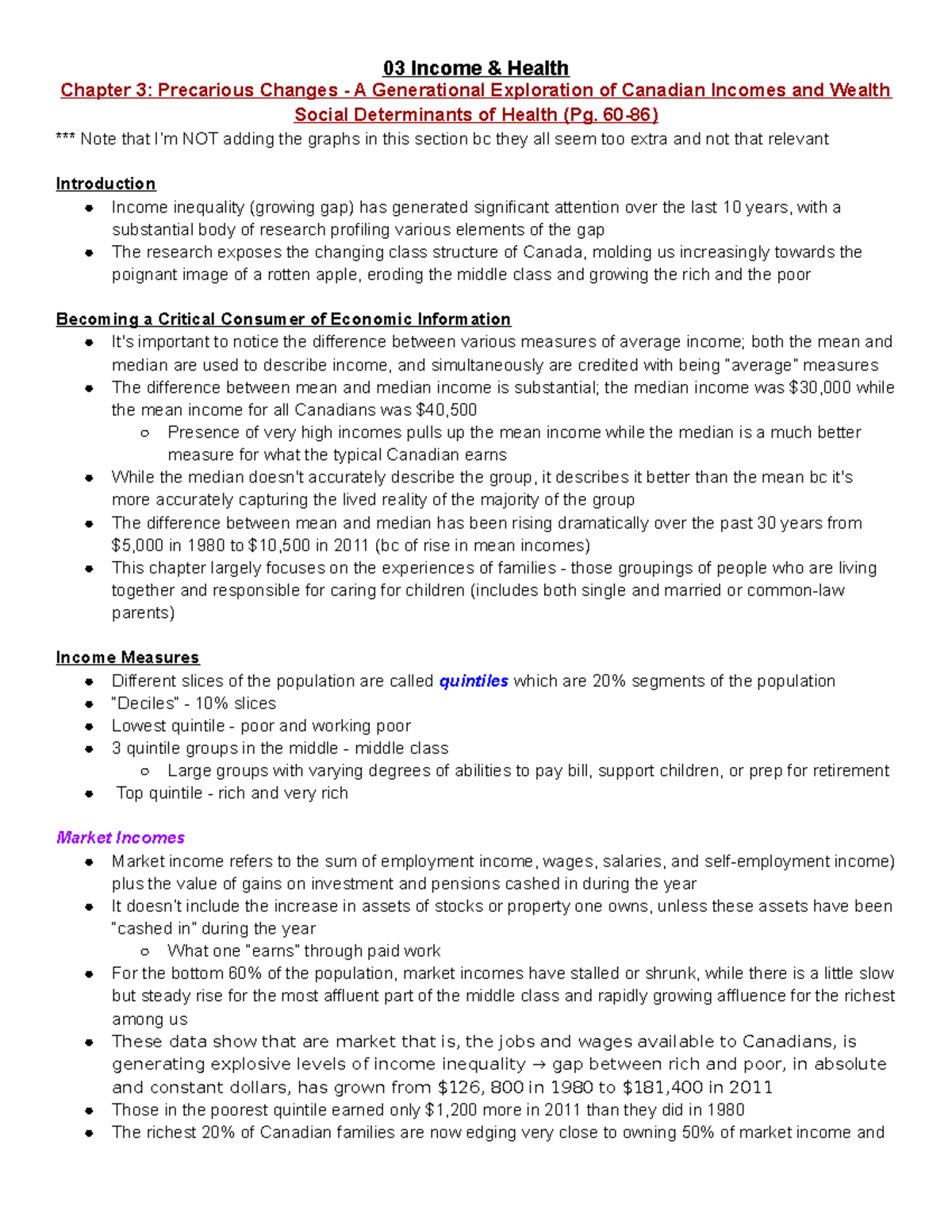 03 Required Readings - detailed textbook notes for SDoH - 03 Income ...