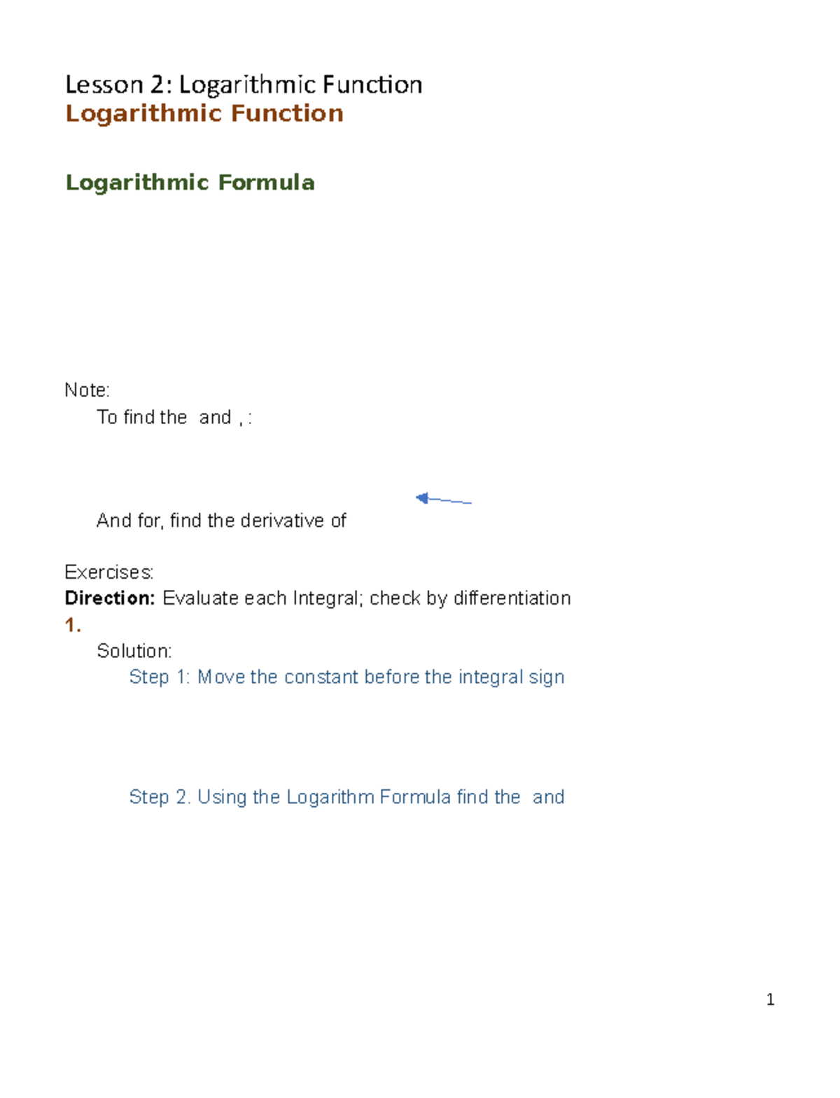 Lesson 2. Logarithm Function Lesson 2 Logarithmic Function