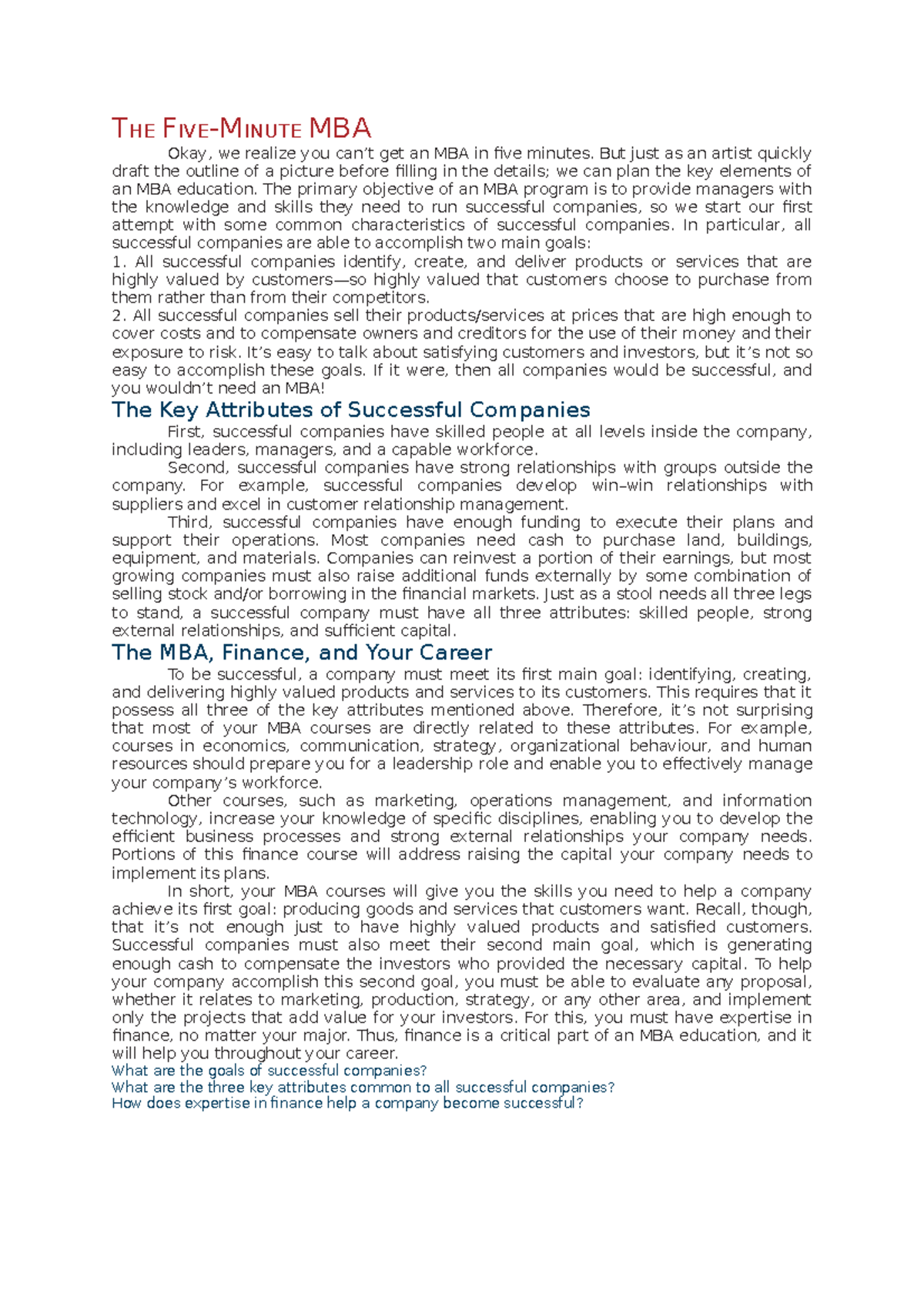 FM financial management material for MBA students UNIT1 THE MBA