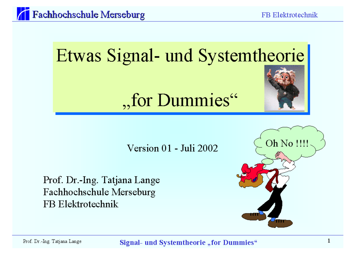 Etwas Signal- und Systemtheorie - Fachhochschule ...