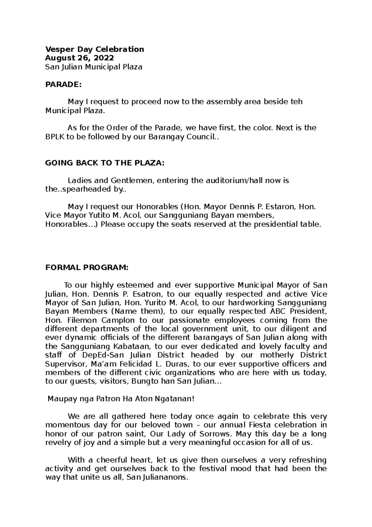 SJ Vesper DAY Script Be delighted Vesper Day Celebration August 26