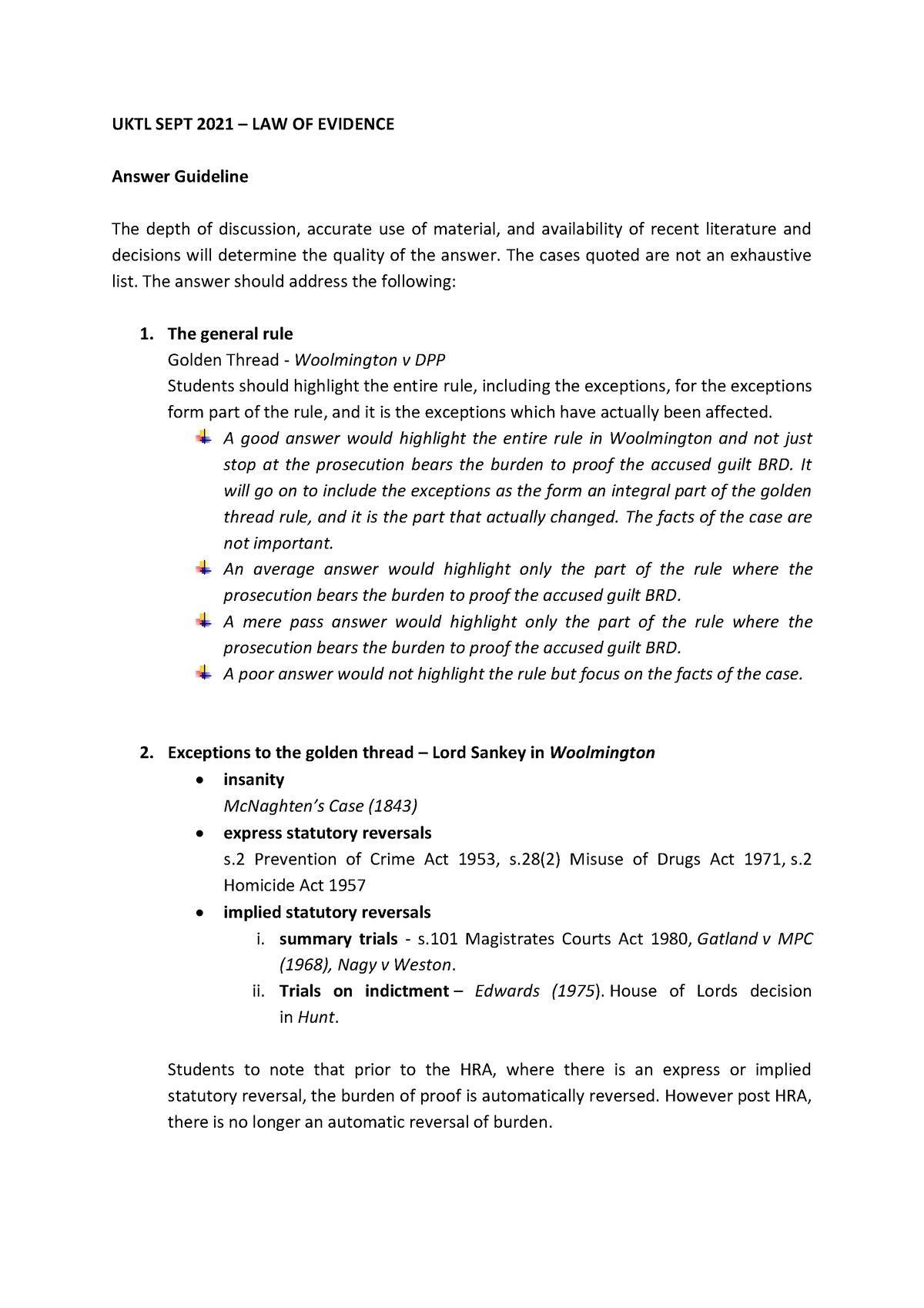 UKT Evidence Coursework Guideline 2022 - Evidence Law - BAC Education ...