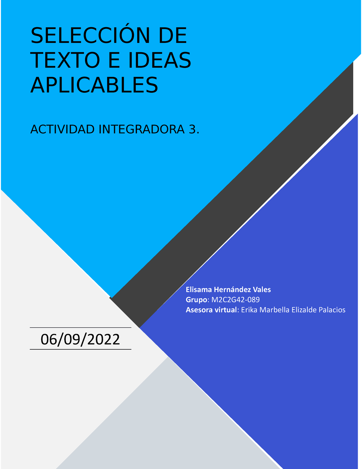 Actividad Integradora 3, Módulo 2 - SELECCIÓN DE TEXTO E IDEAS ...