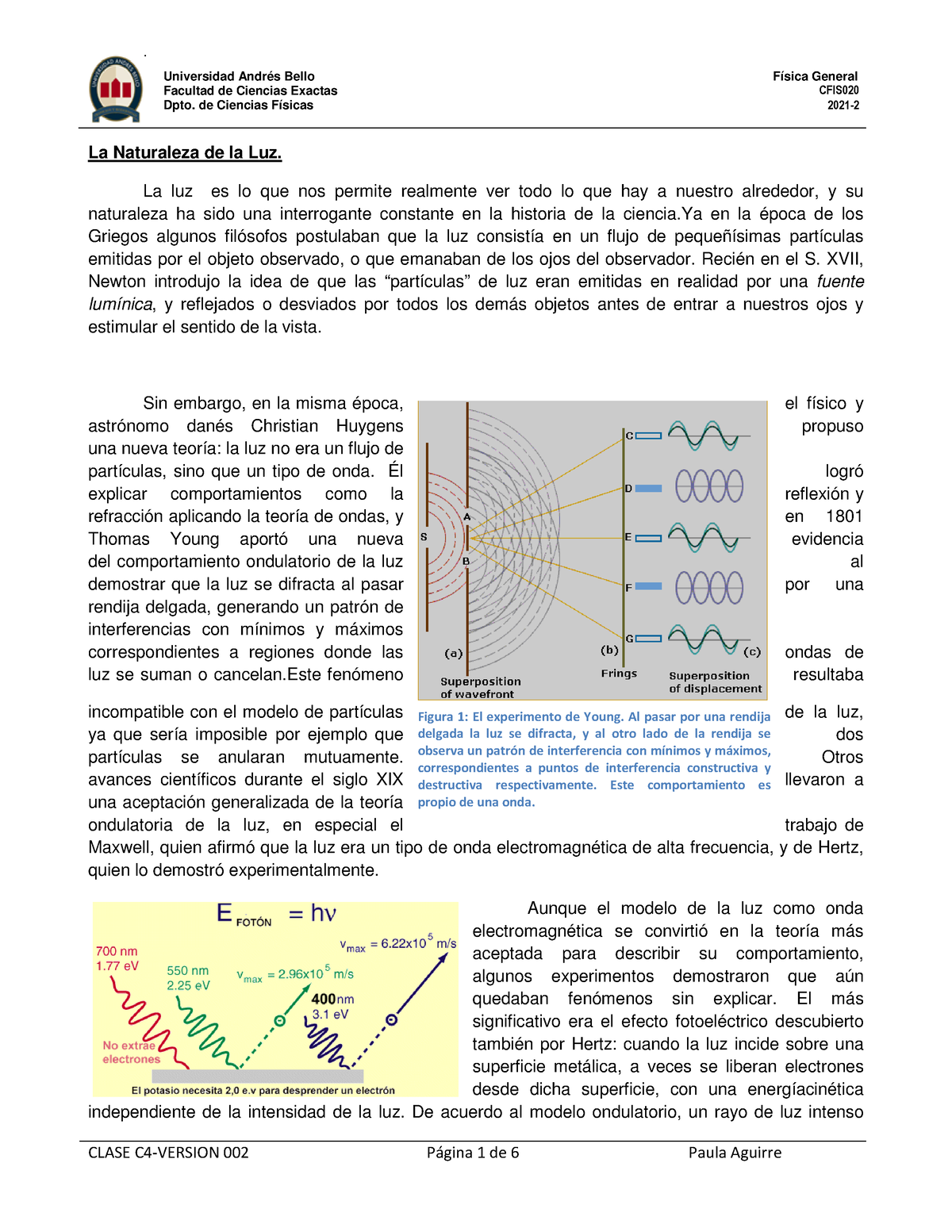 CFIS020 01 Naturaleza De La Luz Ver 002 (Ed VP) - Facultad De Ciencias ...