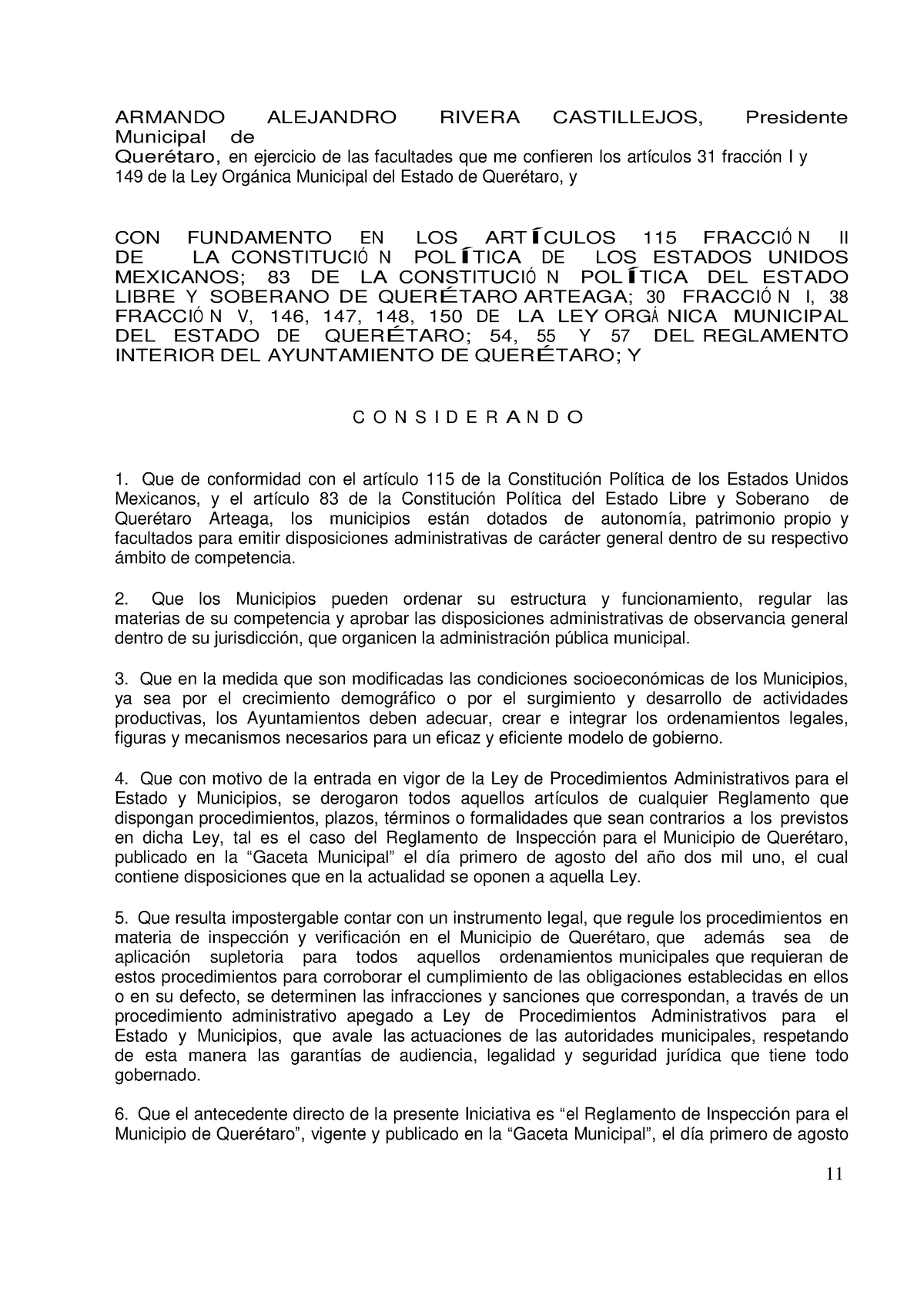 Reglamento DE Inspección Y Verificación PARA EL Municipio DE Querétaro ...