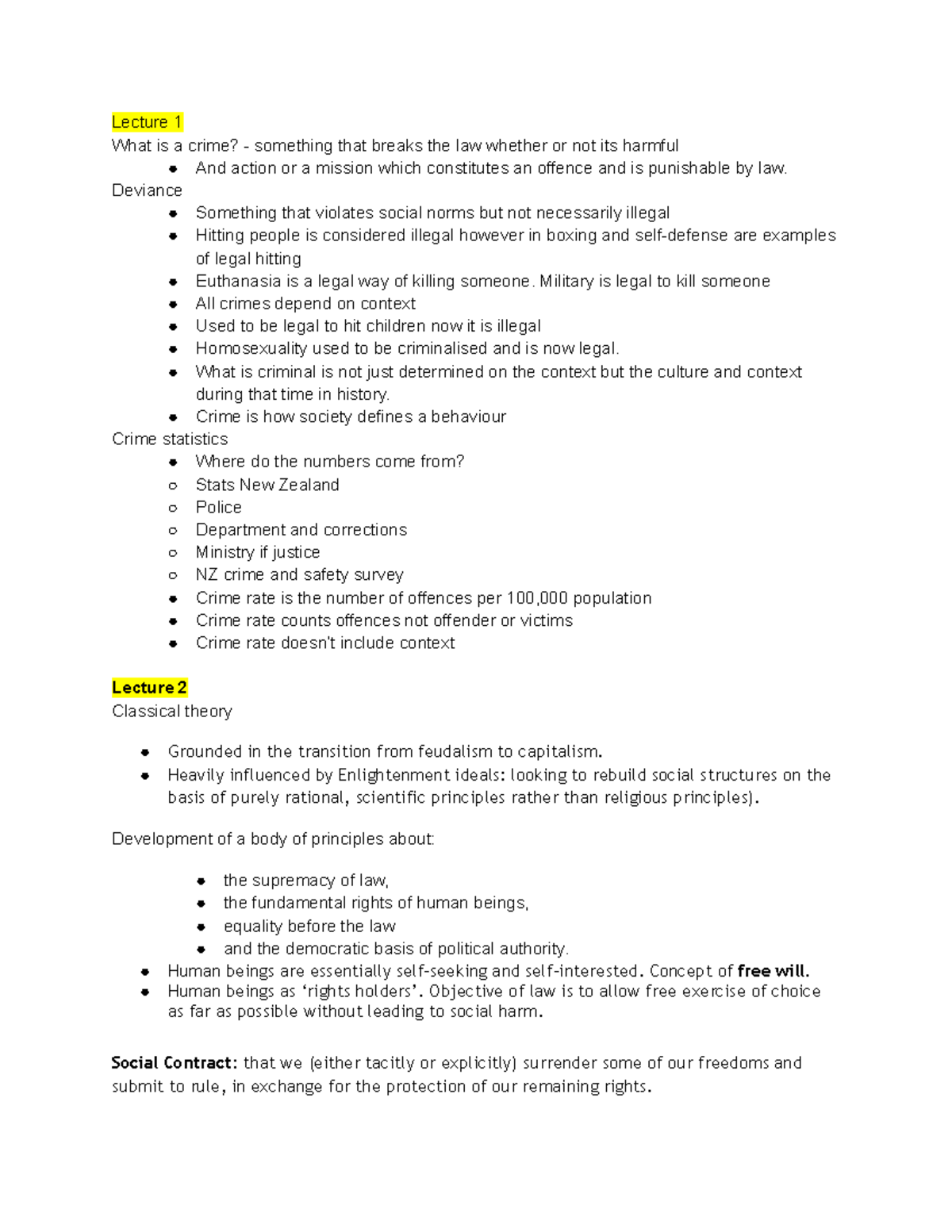 Sociology notes lectures 1-25 - Lecture 1 What is a crime? - something ...