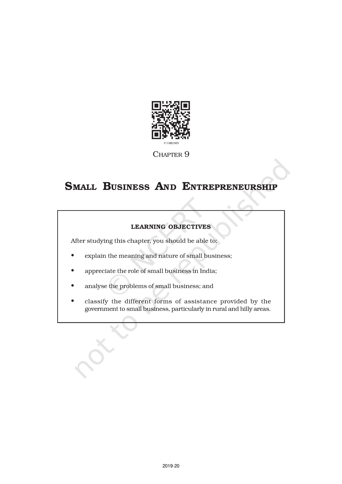 CBSE Class 11 Ncert Book Business Studies Small Business AND ...