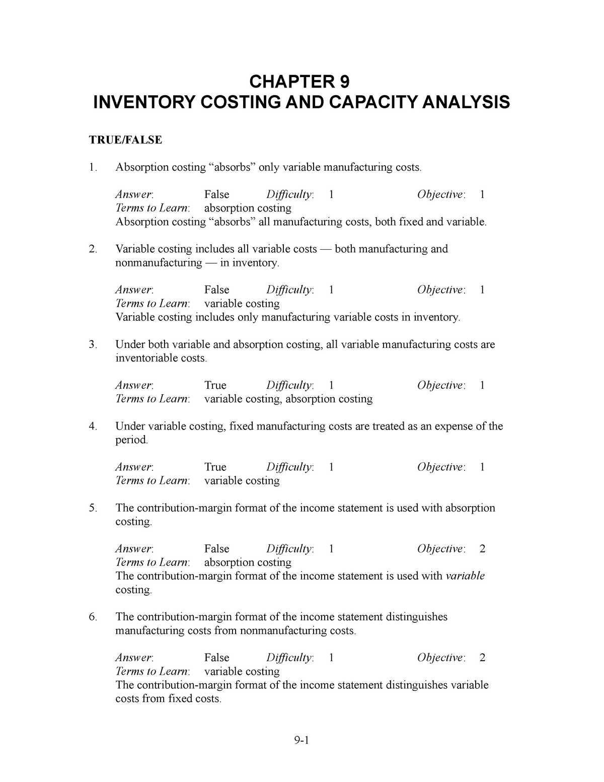 Ch09 Inventory Costing AND Capacity Analysis - CHAPTER 9 INVENTORY ...