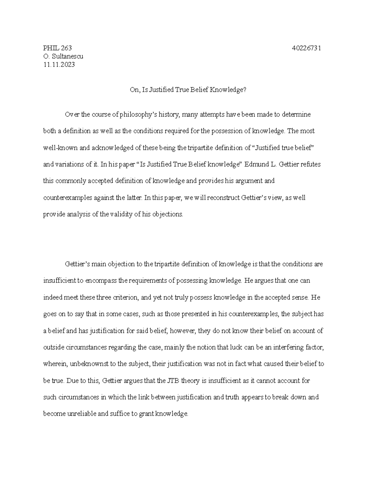 is knowledge justified true belief essay pdf