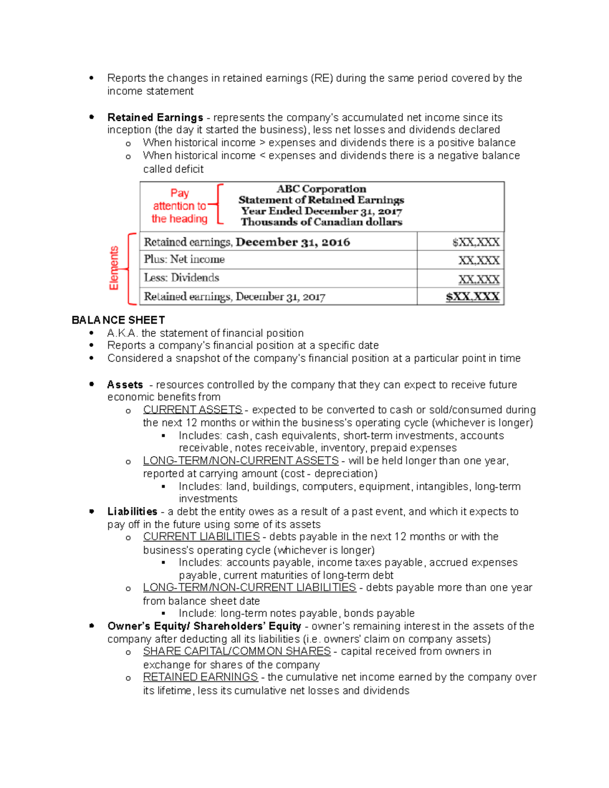 AFM 101 Fin - practice - Reports the changes in retained earnings (RE ...