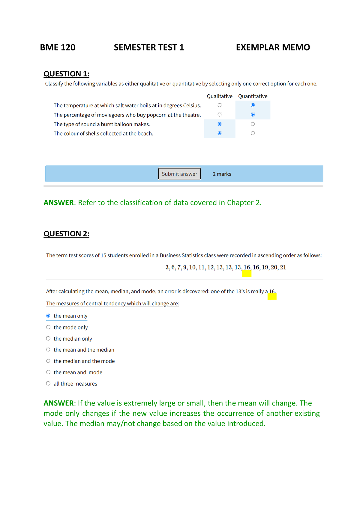 ST1 Exemplar MEMO Corrected - BME 120 SEMESTER TEST 1 EXEMPLAR MEMO ...