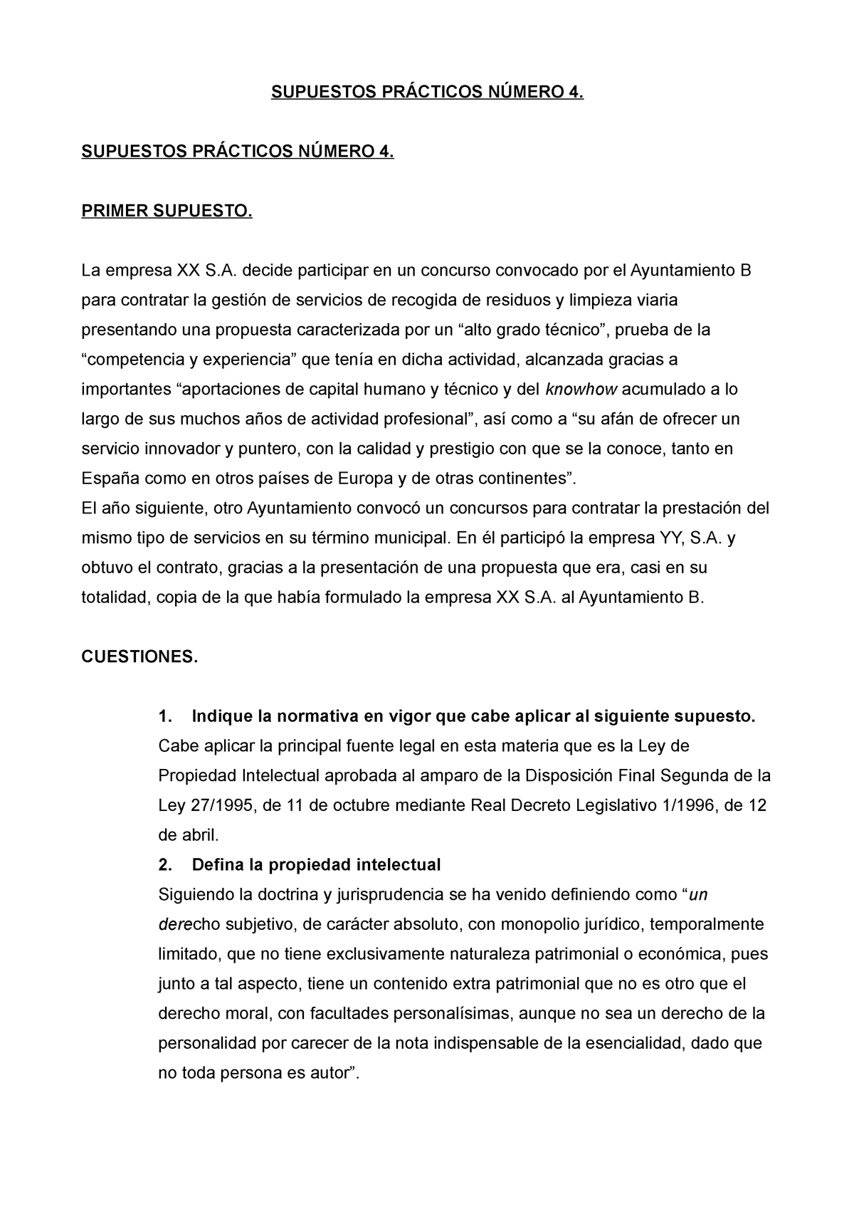 Practica Derecho Civil 4 Derechos Reales Supuestos PrÁcticos NÚmero 4 Supuestos PrÁcticos 9573