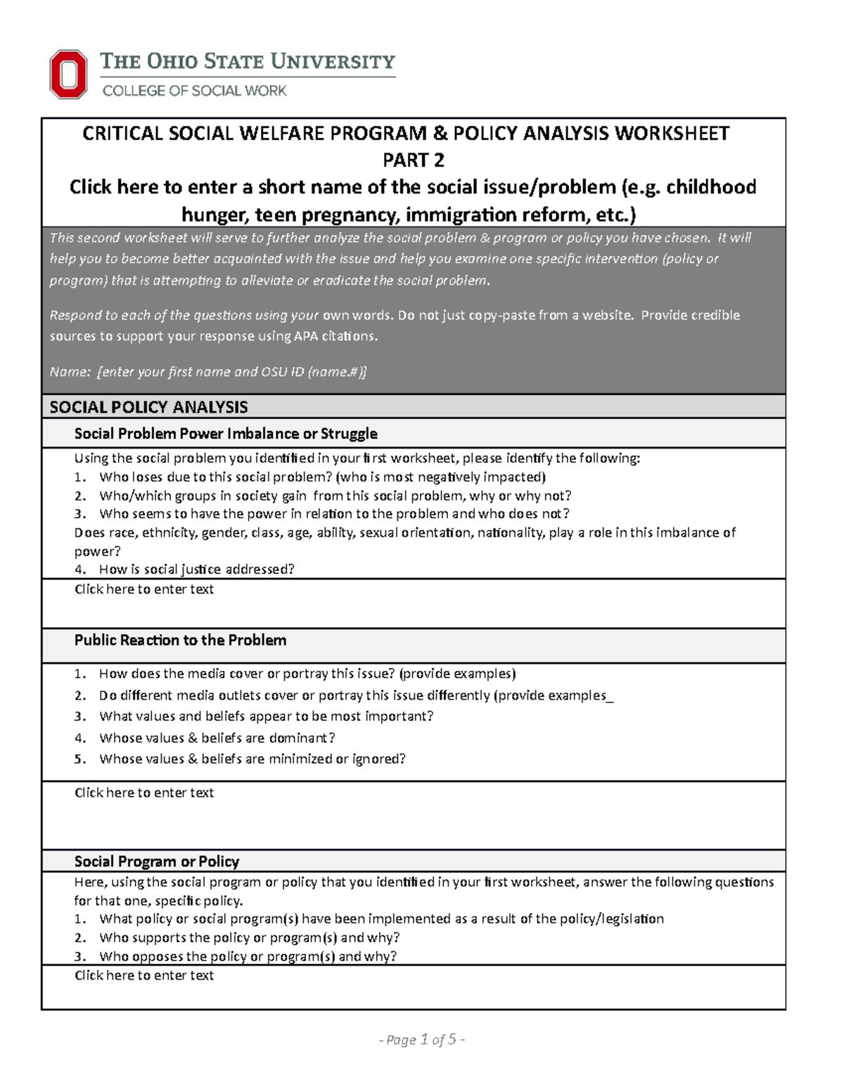 SWK+1120+Social+Policy+Critical+Analysis+Worksheet+Assignment+Part+2 ...