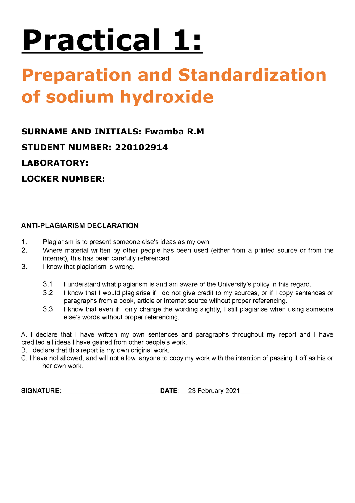 preparation and standardization of sodium hydroxide solution